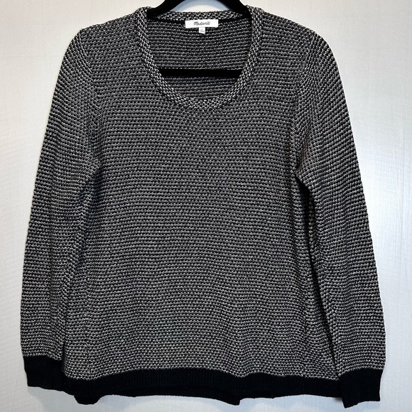 Madewell Riverside Black White Dot Weave Pullover Sweater Size M - Picture 4 of 8